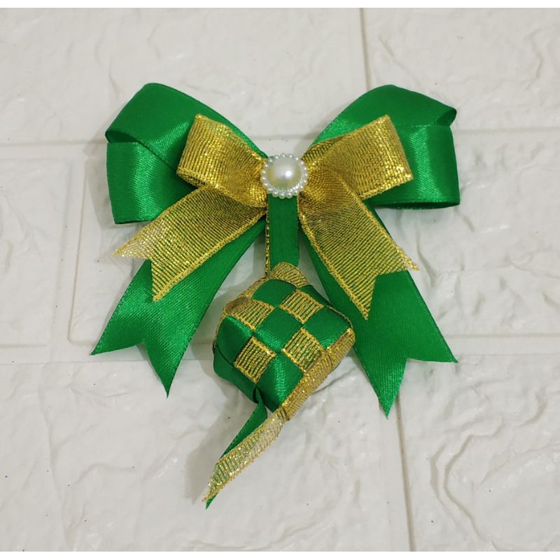 

hiasan ketupat idul fitri / pita lebaran / pernak pernik idul fitri / pita double ribbon ketupat