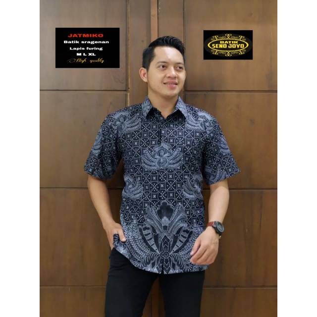 JATMIKO LAWASAN PENDEK Kemeja Batik Pria Katun Sragenan Full Furing