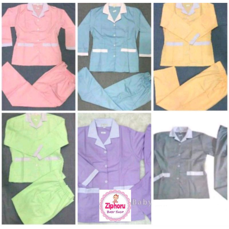 Baju Seragam Suster Hijab Lengan dan Celana Panjang