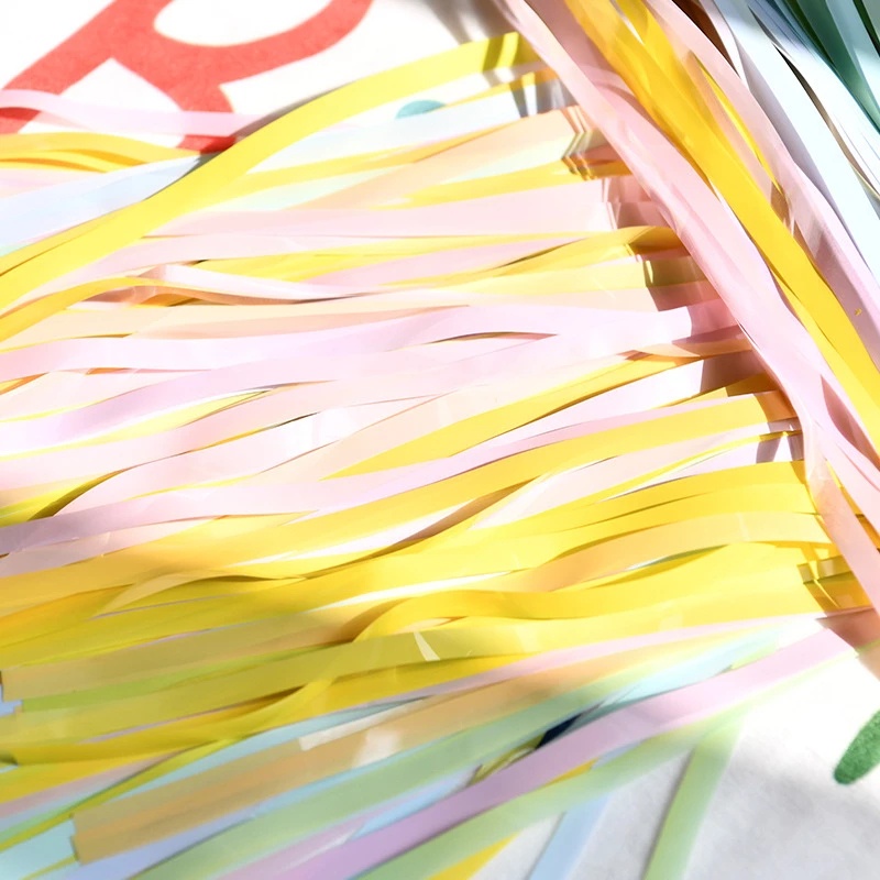 Tirai Rumbai Bahan Sutra Warna Pelangi Ukuran 2M Untuk Dekorasi Pesta Ulang Tahun