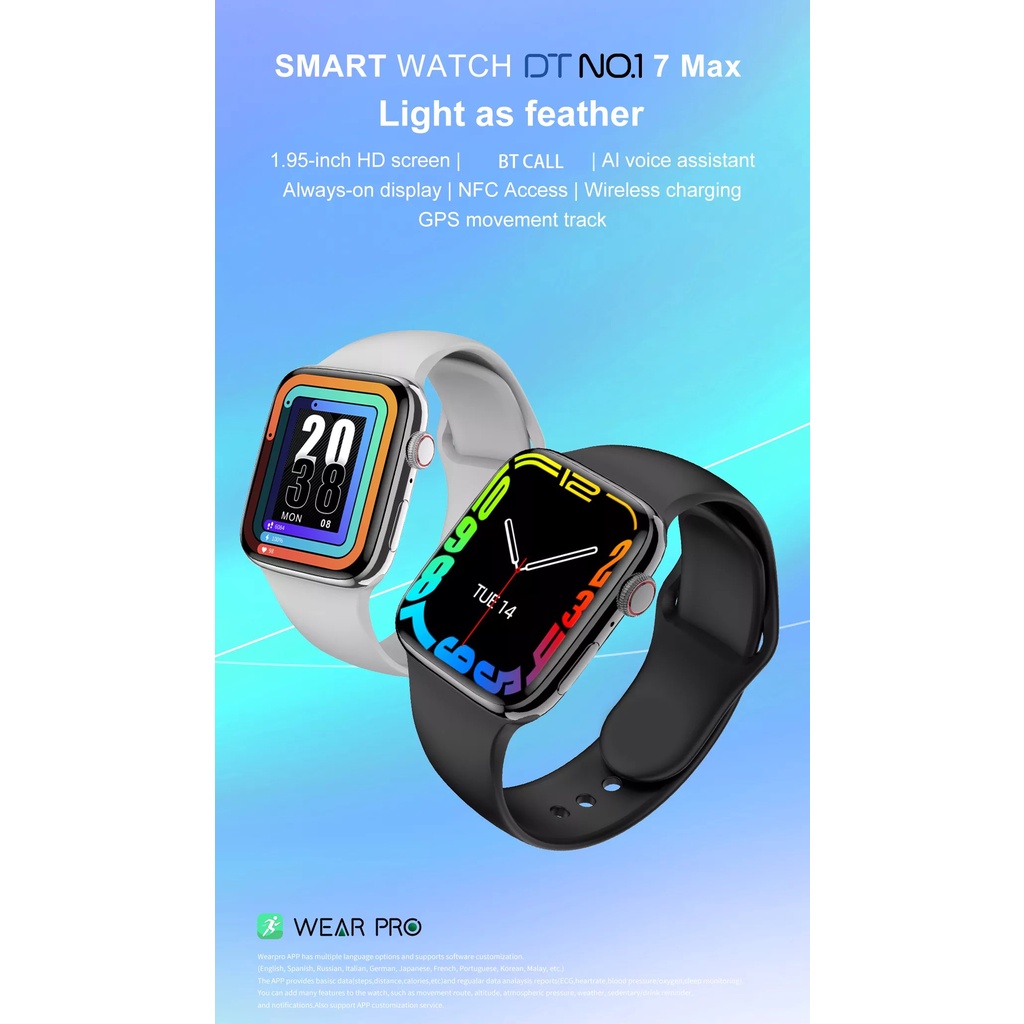 DT No. 1 7 Max Smartwatch DT7 Pro Max No 1 GPS 1.95 inch Display 60Hz Refresh Rate