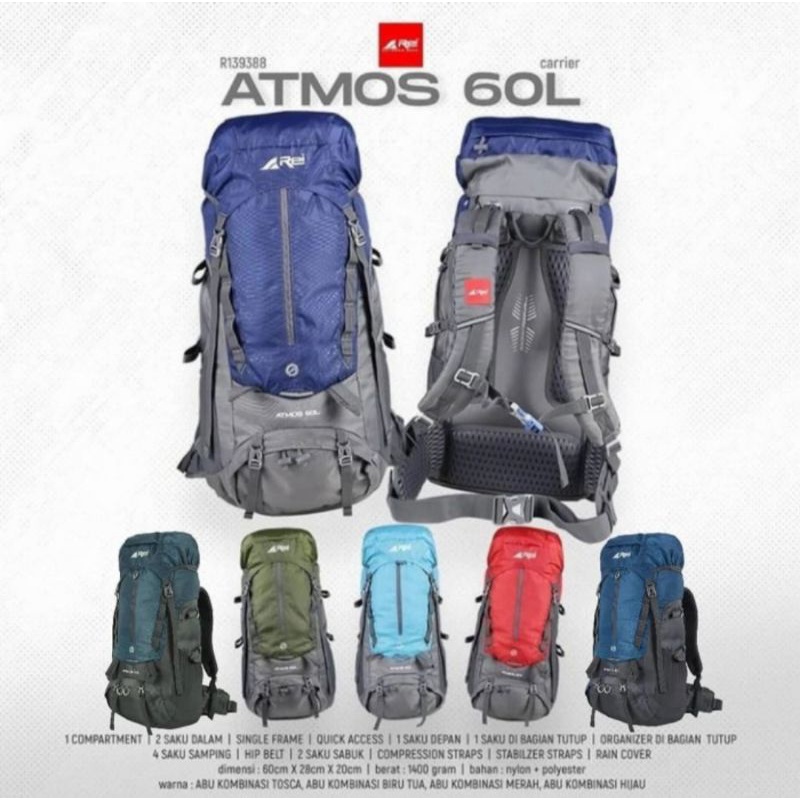 Tas Keril Rei Atmos 60L Arei Carrier Tas Punggung Gunung Outdoor Ori