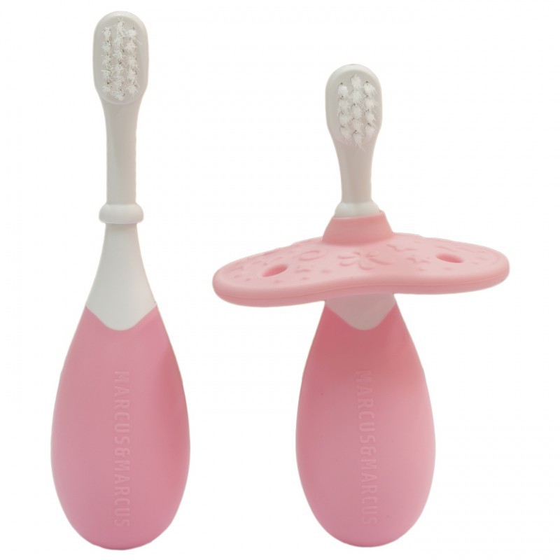 Marcus &amp; Marcus Palm Grasp Tooth Brush Set Sikat Gigi Bayi 12m+ - Pink