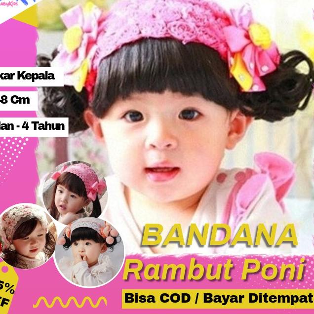 Trendy Bandana Bando Wig Aksesoris Bondu Topi Bayi Rambut Poni Kepang Palsu Anak Bayi Baby Balita Pe