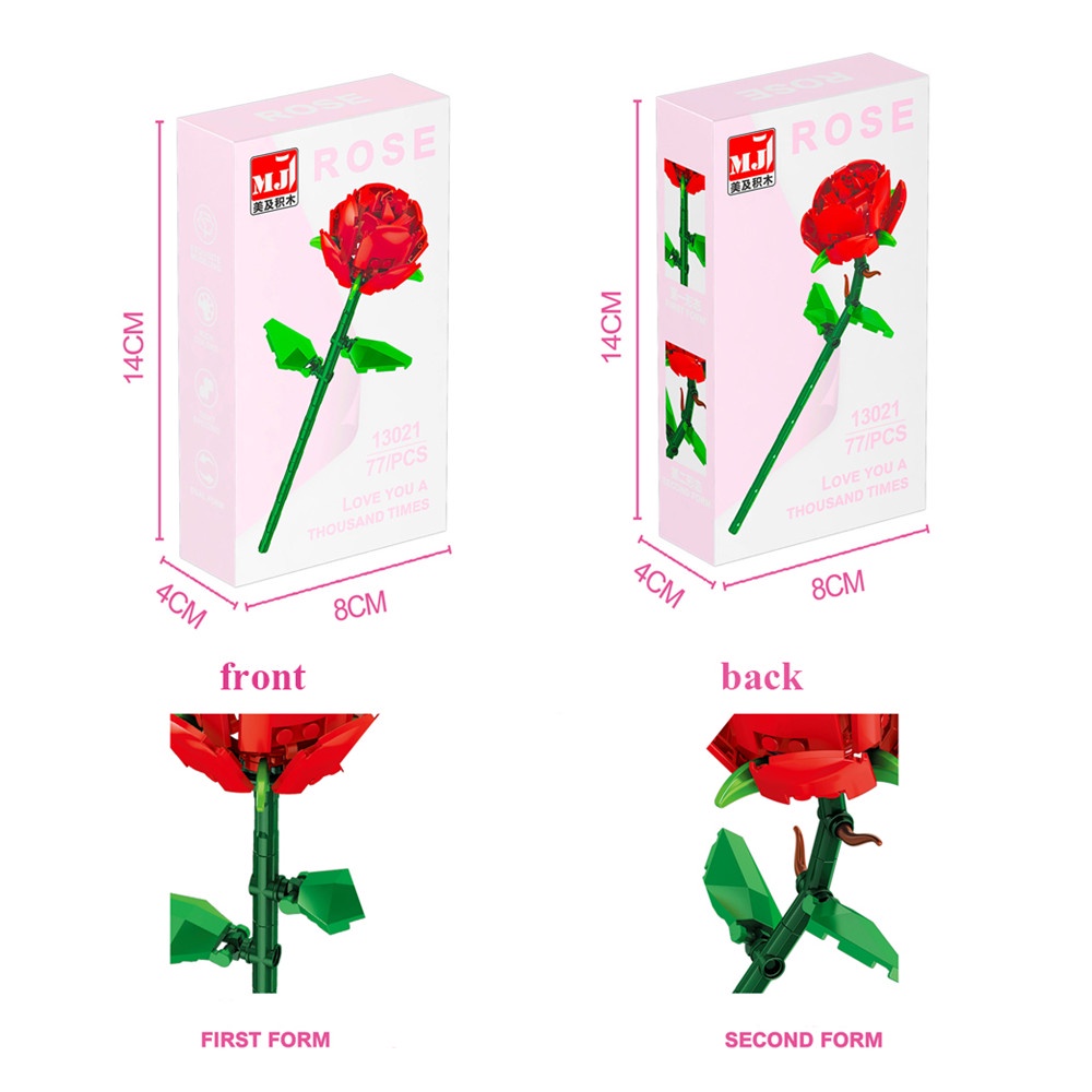 1 Pc Buket Bunga Mawar Blok Bangunan Lego Kreatif DIY Untuk Hadiah Ulang Tahun Hari Valentine