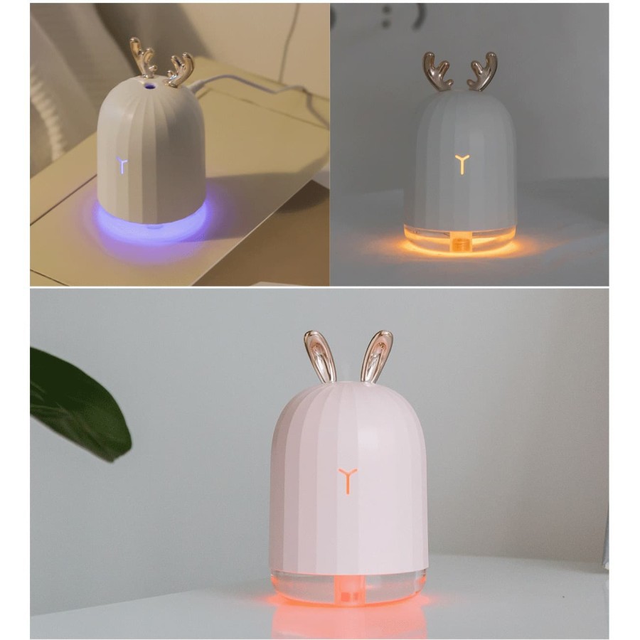 BRGUNIK Cool Mist Humidifier Purifier Motif Rusa Pelembab Udara with LED Light Warna Warni R413