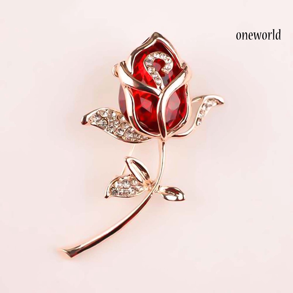 OW@ Brooch Stylish Rose Flower Design Alloy Women Girls Button Brooch for Bouquet