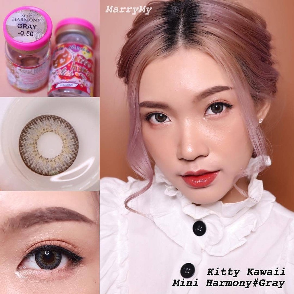 ORIGINAL Kitty Kawaii Mini Harmony Gray brown softlens soflens softlenses normal minus