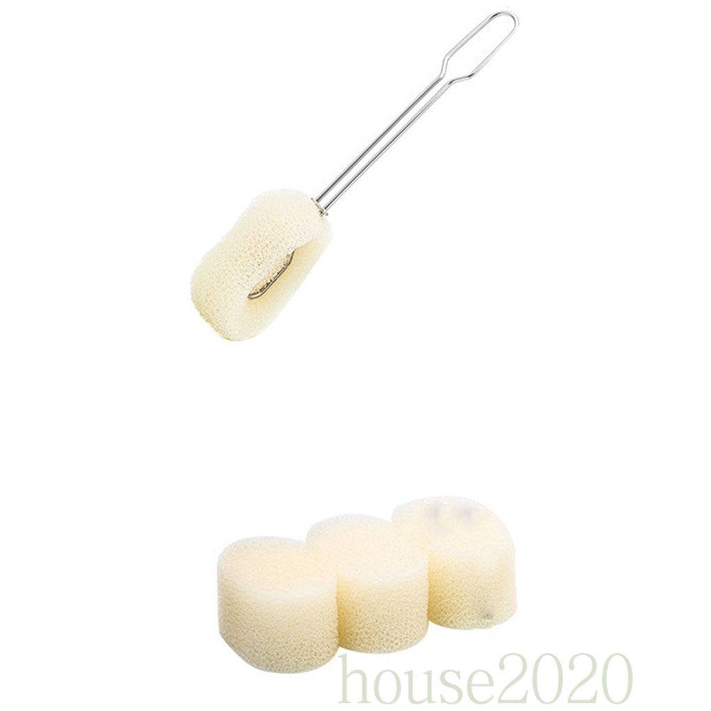 [HOUSE2020]Replaceable Sponge Cleaning Brush Stainless Stain Long Handle Cup Bottle Scrubber Washer Tool