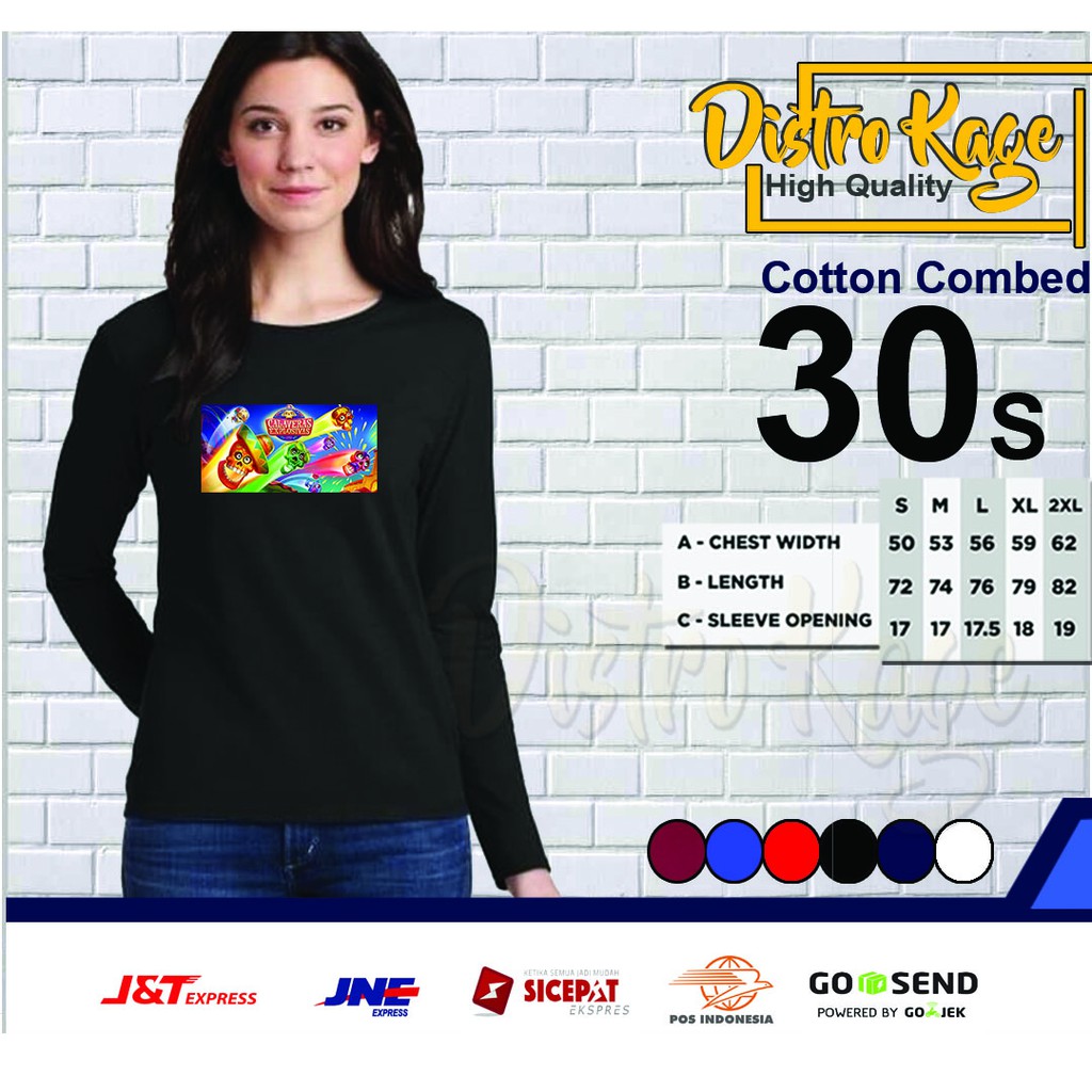 Baju Kaos Wanita Game Slot Habanero Calaveras Lengan Panjang Ukuran Dewasa Unisex Cotton Combed 30s 
