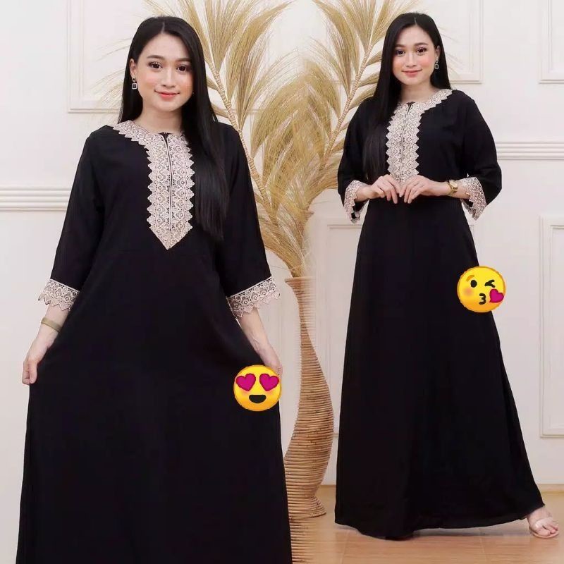 DASTER ARAB ZEEMA | RAYON SUPER GRADE A | RESLETING DEPAN BUSUI | RENDA MILO-Hitam