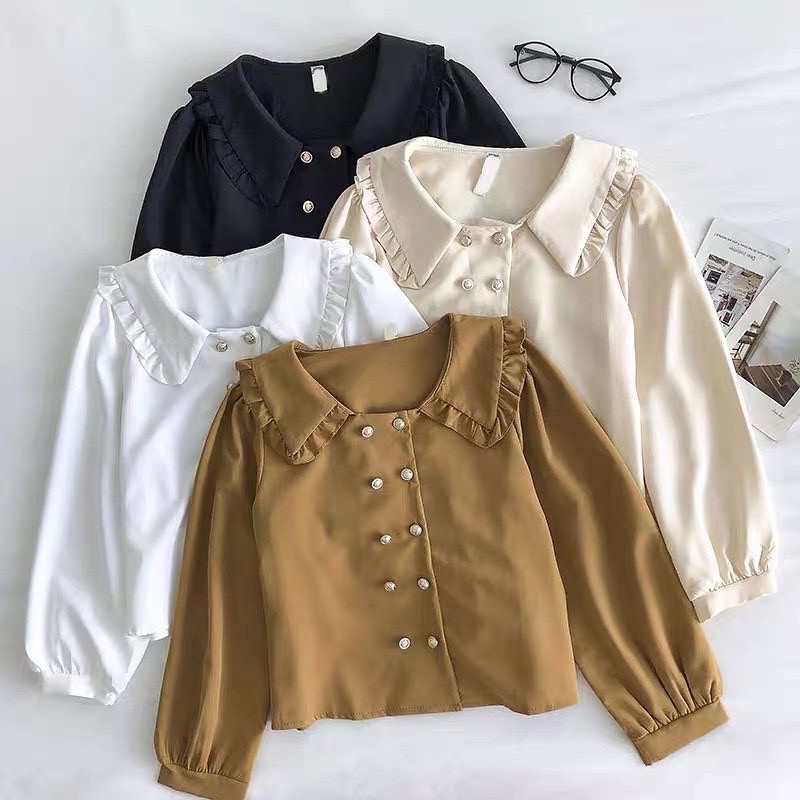 [ 𝐂𝐫𝐨𝐜𝐮𝐬 ] Kemeja Basic Kem Atasan Shirt Wanita Wollycrepe ( BLONI )