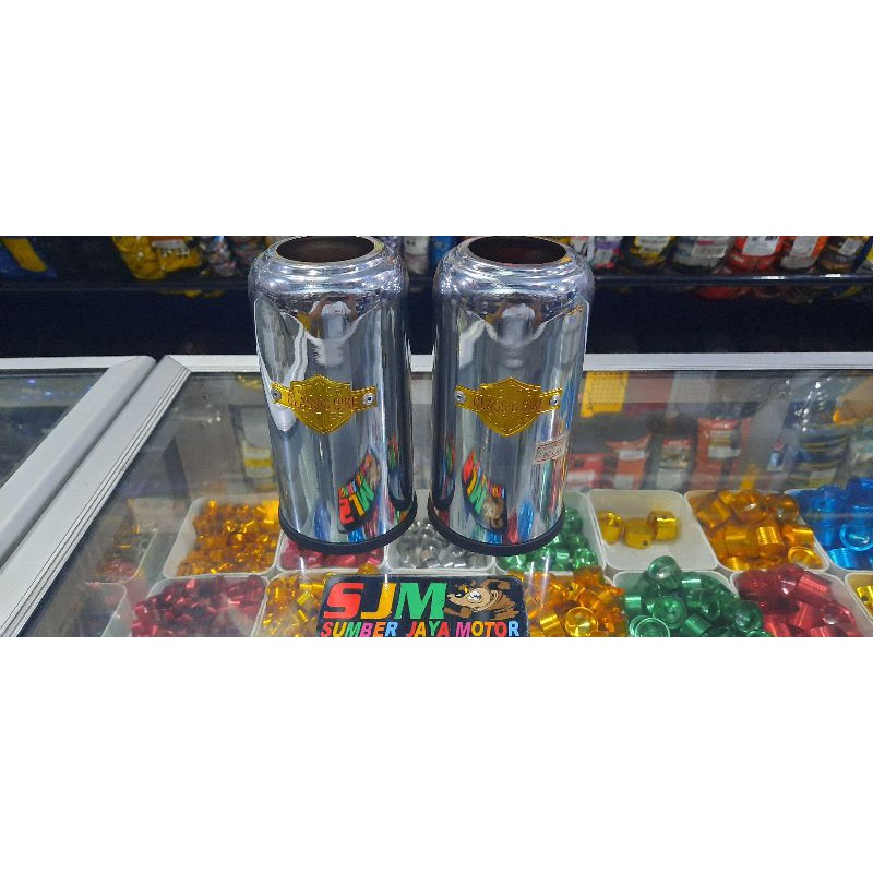 cover shock belakang gl-cb-tiger-megapro chrome/hitam doff