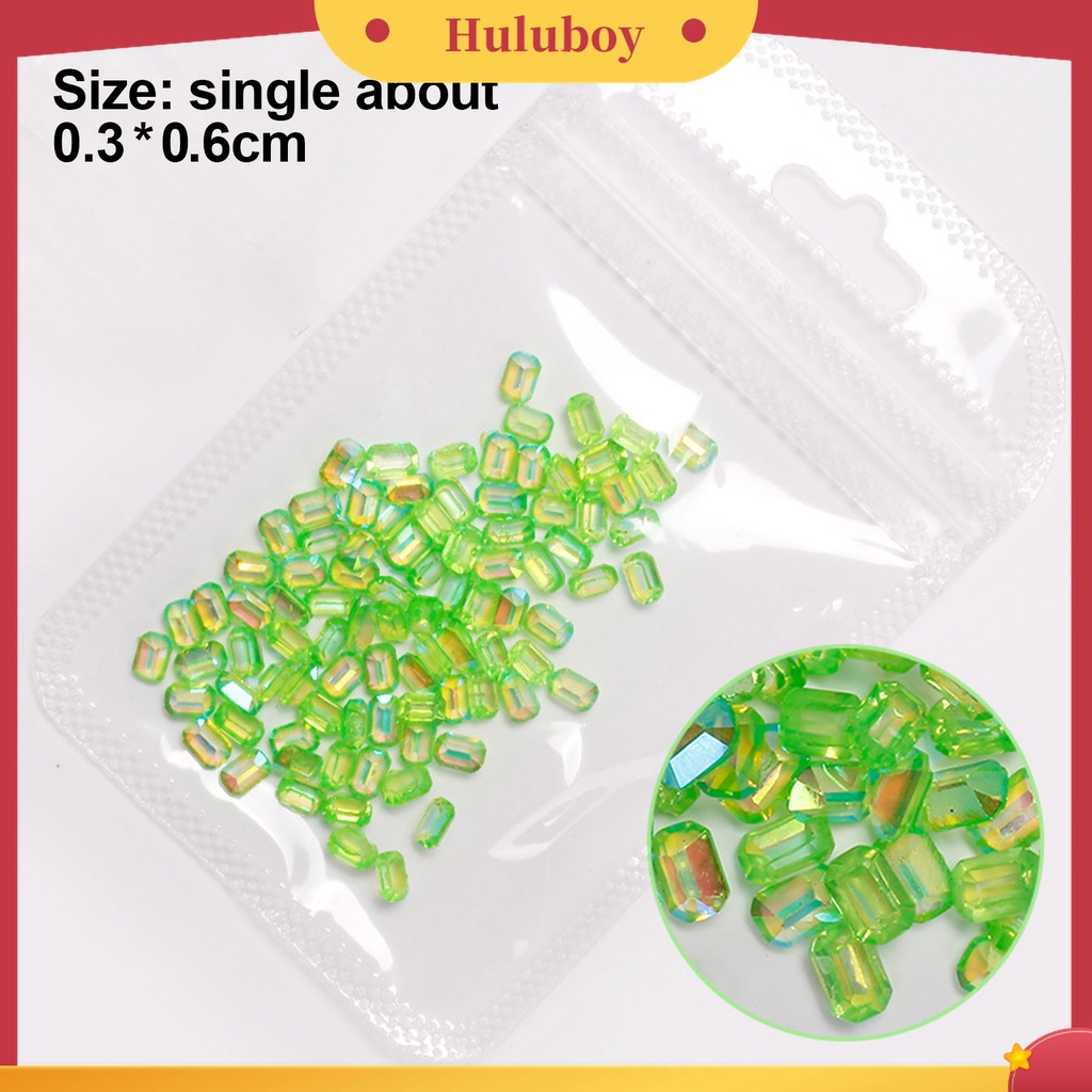 Huluboy Huluboy♡ 100 Pcs Berlian Imitasi Bentuk Persegi 3D Untuk Dekorasi Nail Art