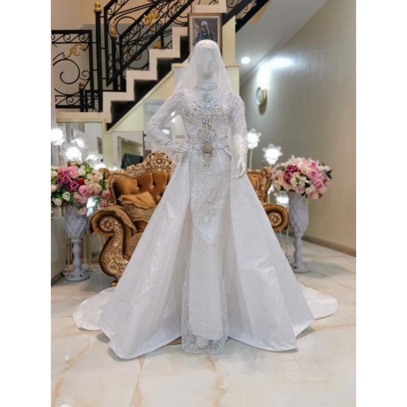 GAUN PENGANTIN SLIM BEREKOR MODERN //GAUN WEDDING MEWAH