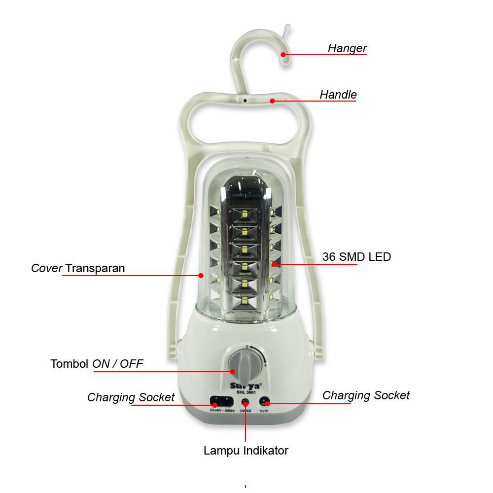 SURYA BIMA SHL-3601 Emergency Lamp Rechargeable SMD LED