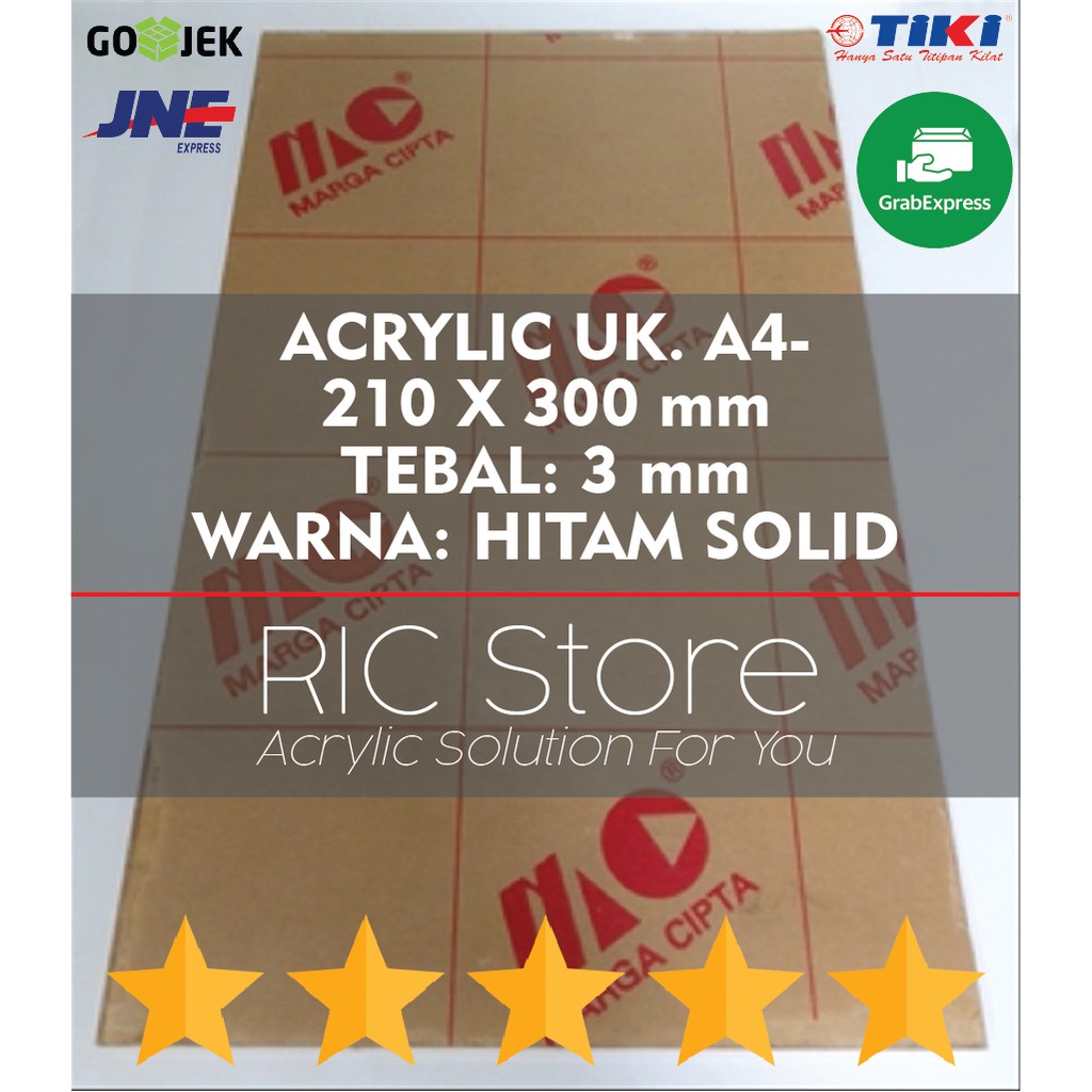 

Acrylic / Akrilik Lembaran Uk. A4 - 20x30 Tebal 3mm HITAM SOLID