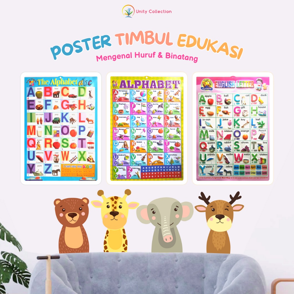 Jual Poster Timbul Pendidikan Anak Belajar Alfabet Huruf Abjad | Shopee ...