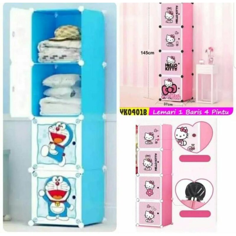 Lemari Pakaian Portable 4 Pintu (4 Kolom)