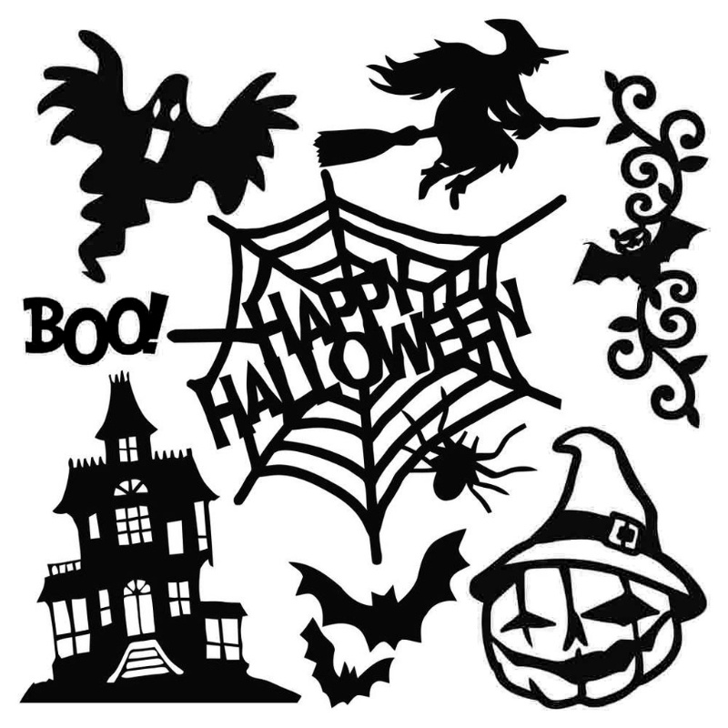 Cetakan Stensil Cutting Dies Motif Halloween Bahan Metal Untuk Scrapbook / Craft DIY / Embossing