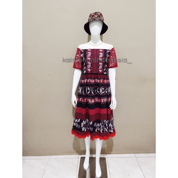 DRESS TENUN ETHNIC KOMBINASI BRUKAT