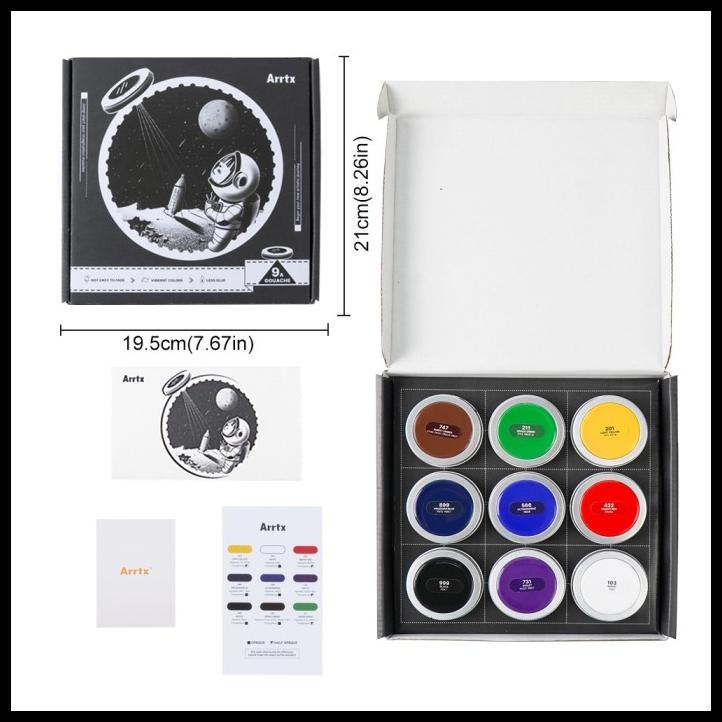 

Arrtx Premium Gouache 9 Colors X 30Ml Set A