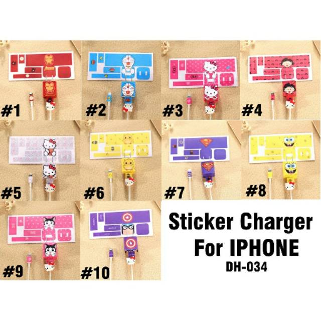 DH-034 Stiker Fancy Untuk Adapter Batok Cas HP Iphone and Android