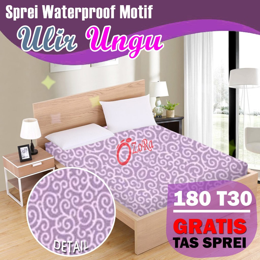 Termurah Sprei Waterproof 180x200 Tinggi 30cm Sepre Anti Air Ozora Motif Ulir Ukir Karakter