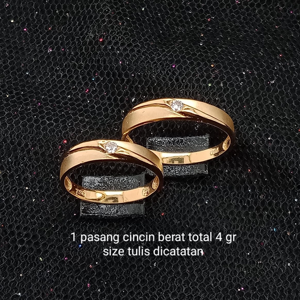 Cincin nikah Emas 17K - 1 Pasang 4 gr Kadar 750 - 63