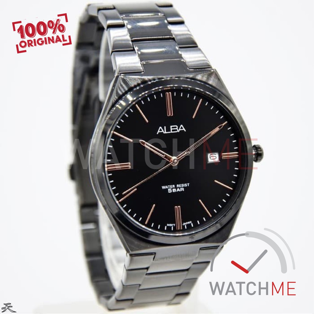 Jam Tangan Pria Alba Analog AS9H79X1 Black Dial 50m Stainless Steel Original Garansi Murah