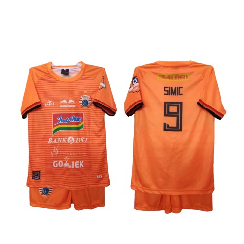 Kaos sepak bola anak jersey soccer baju dan celana setelan t-shirt outfit football seragam kostum olahraga pakaian apparel sports simic persija orange