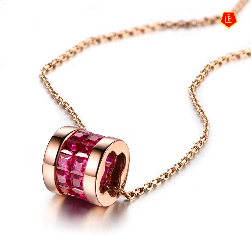 [Ready Stock]Ruby H Letter Pendant 18K Rose Gold Affordable Luxury Fashion