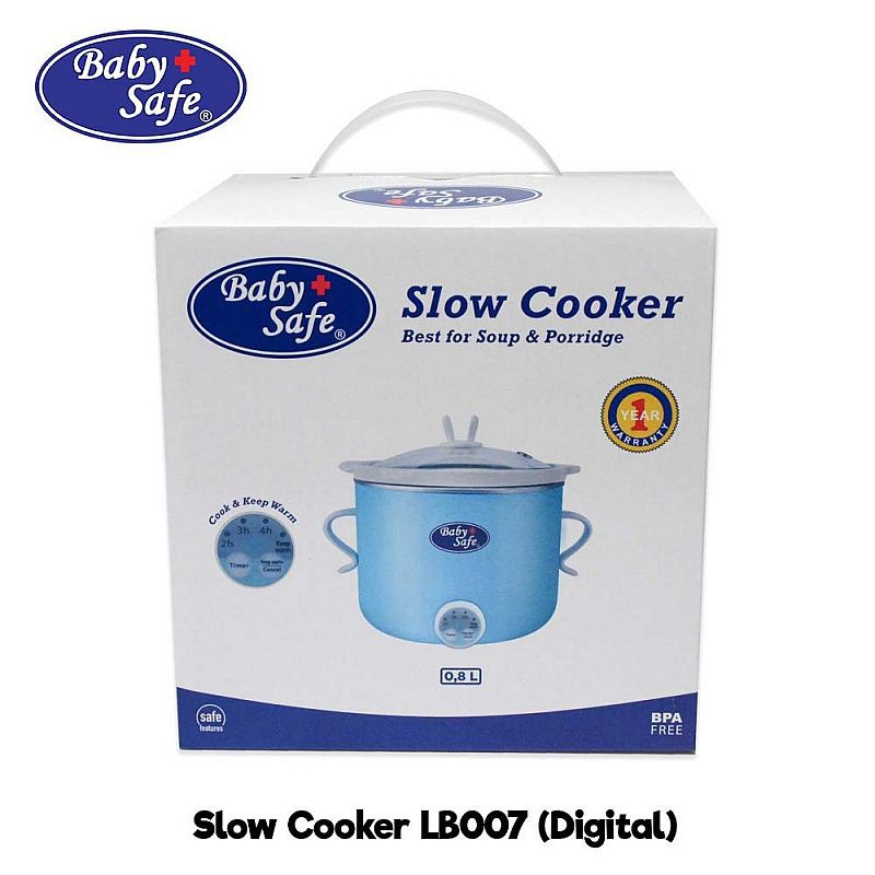 Slow Cooker Baby Safe Digital LB007 Blue 0.8L Perlengkapan Bayi Garansi Resmi 1th