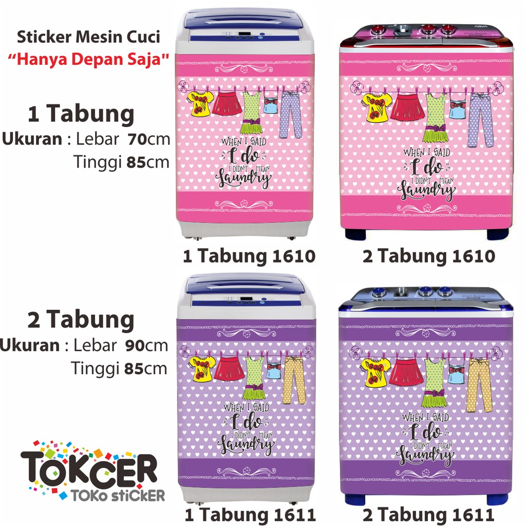 Stiker Mesin Cuci 1 dan 2 Tabung LAUNDRY