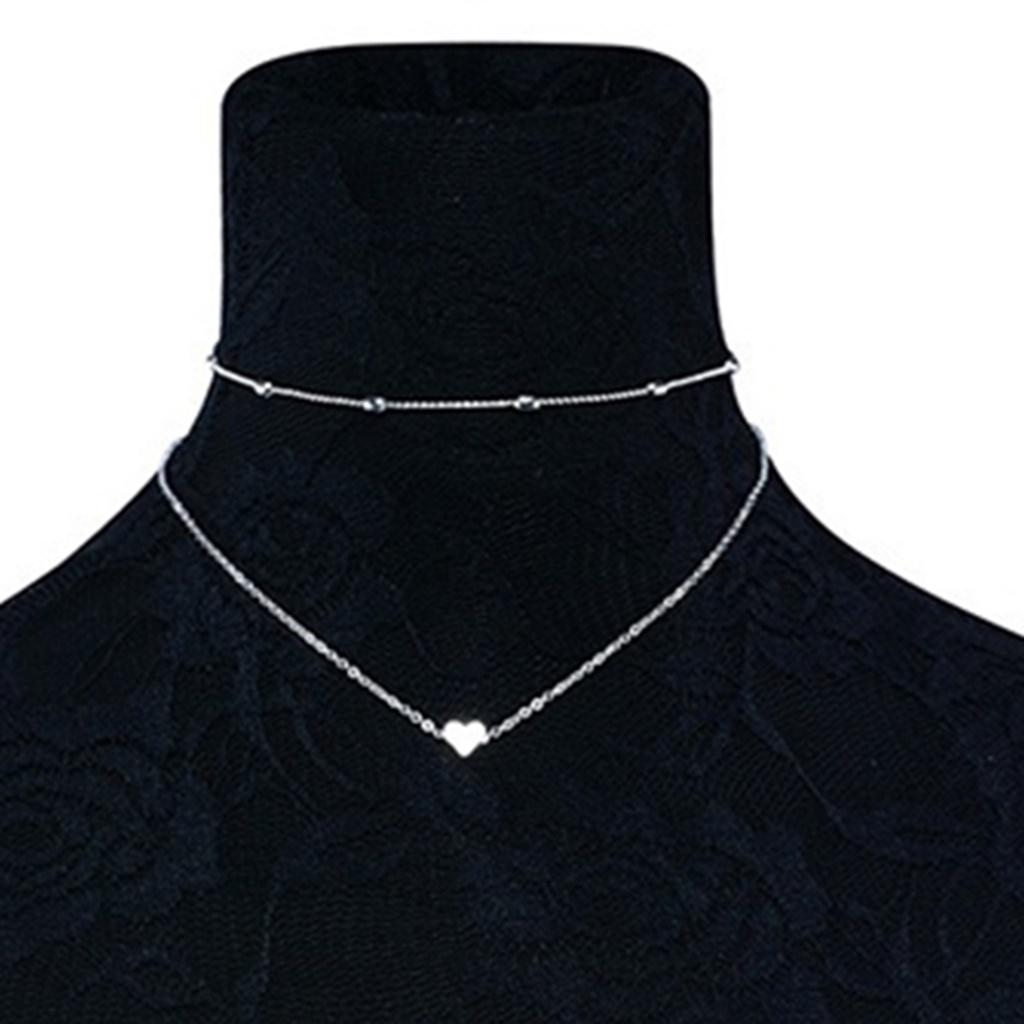 Hu Hu Hu Hu Hu Alat Bantu Pasang Kacamata♡ 2pcs / Set Kalung Rantai Double Layer Bentuk Hati Bahan Alloy Untuk Kencan