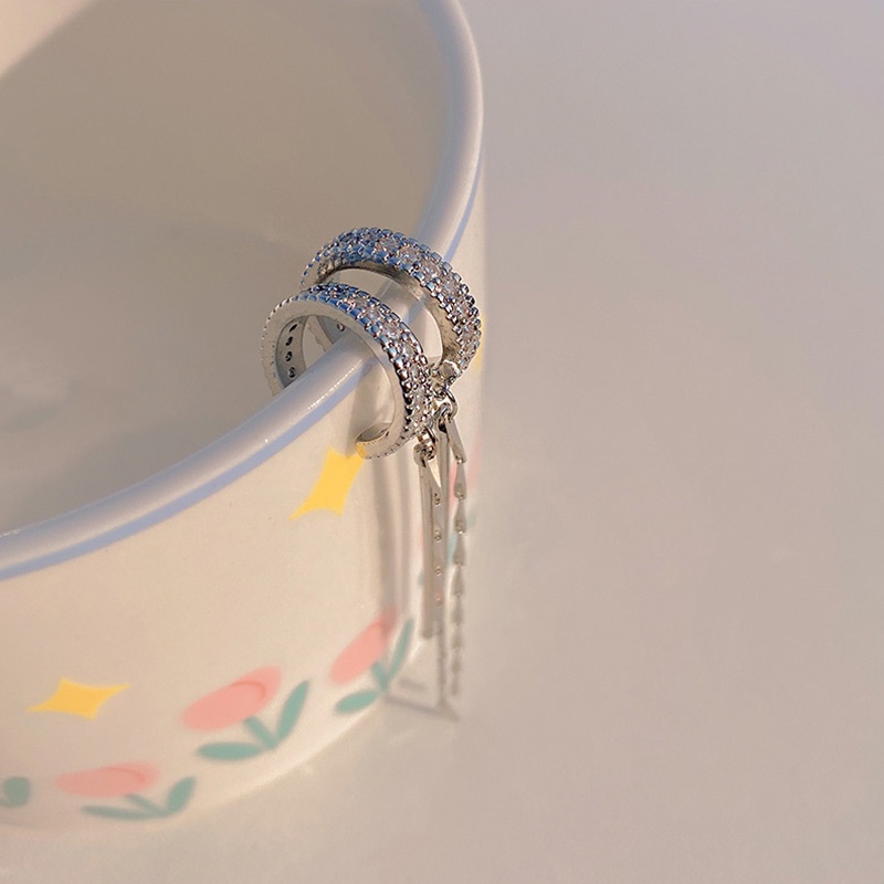 1 Pc Anting Rumbai Panjang Aksen Berlian Imitasi Untuk Wanita