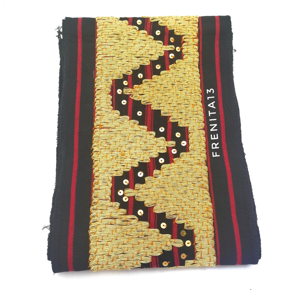 [BISA COD] Bisban / Selendang / List Tapis Khas Lampung asli Sulaman-Zigzag Gold