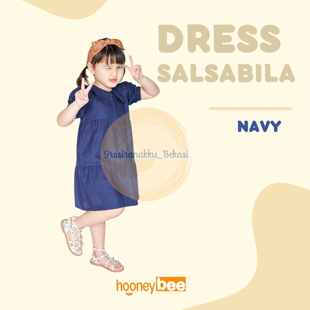 Dress Anak Linen Salsabila Warna Navy Size 1-5Thn