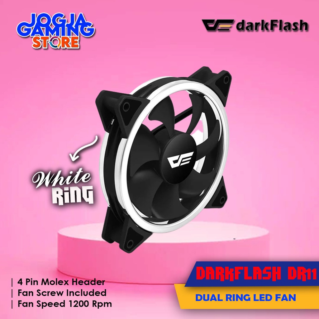 DARKFLASH DR11 DUAL RING LED SINGLE FAN  - WHITE