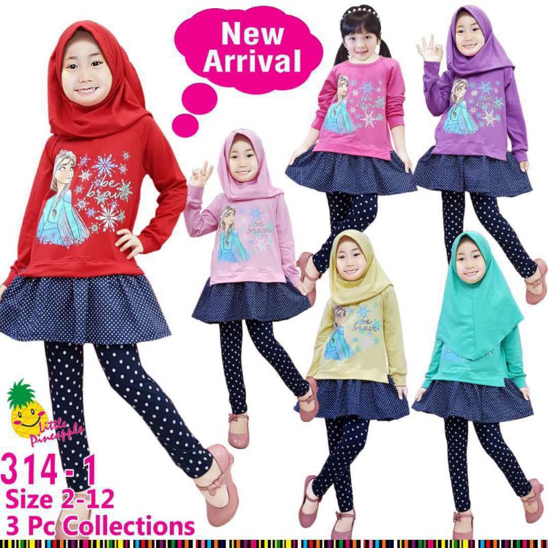 Setelan Tunik Legging Elza Frozen || LP 314-1