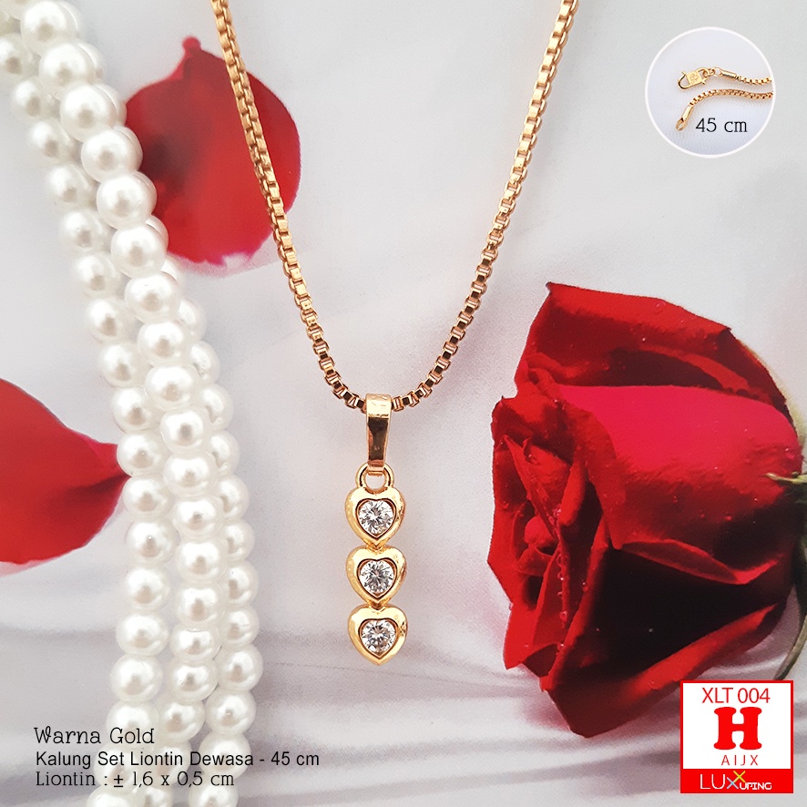 XLT 004 Kalung Dewasa Set Liontin Perhiasan Lapis Emas Murah Aksesoris Wanita Necklace Gold Kalung Xuping Yaxiya Luxx