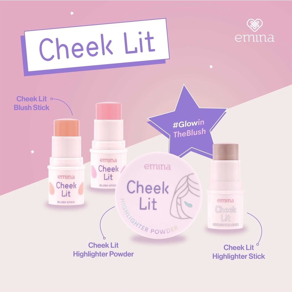 `ღ´ PHINKL `ღ´ ╰☆☆ 𝔢мιℕά ☆☆╮ Emina Cheeck Lit Blush On Stick perona pipi alami cocok untuk remaja