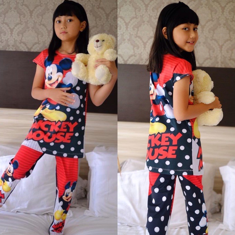 setelan anak mickeymouse lucu , set baju anak perempuan