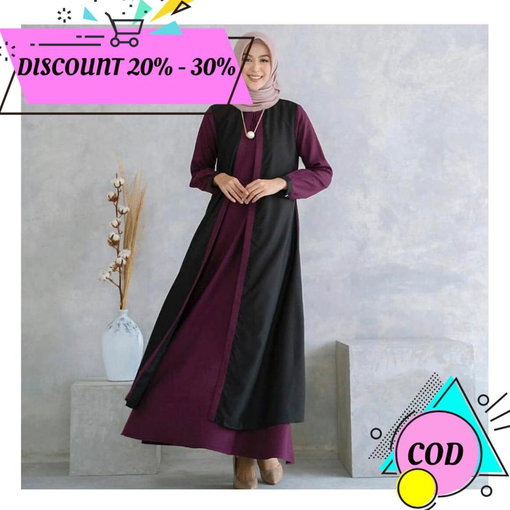 (BAYAR DITEMPAT) MAXI LONG DRESS GAMIS MEDINA MOCREPE AA1319