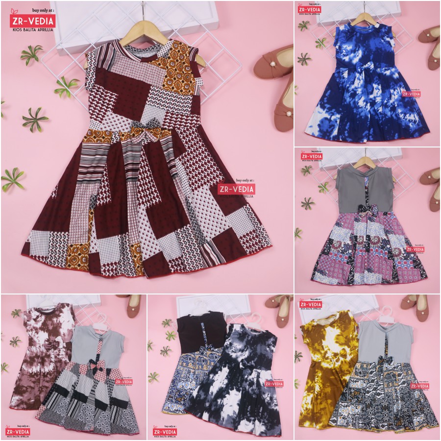 (KODE B) Dress Lala uk 4-5 Tahun / Baju Anak Perempuan Murah Dres Batik Yukensi Adem Pakaian Pesta