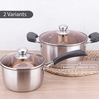Panci Susu 18cm Stainless Tebal Milk Pot  tutup Kaca  