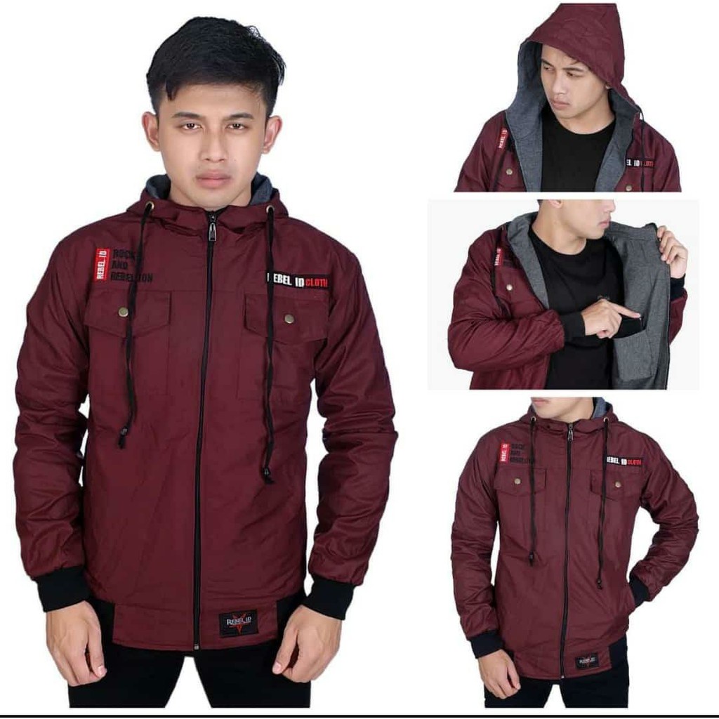 jaket parasit pria distro waterproof outerwear bolak balik outdoor anti air original kreator