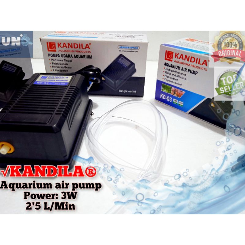 AERATOR POMPA AQUARIUM KANDILA 1 LUBANG KD-Q3 Plus selang 1m dan batu aaerator