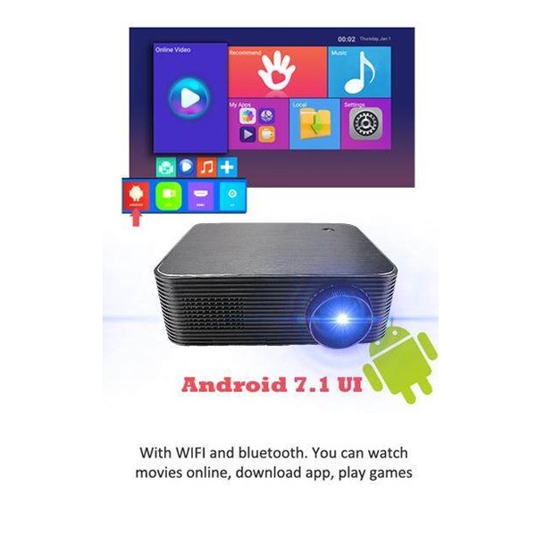 WEJOY L6 PLUS - Smart Android 7.1.2 LED Projector 3500 Lumens