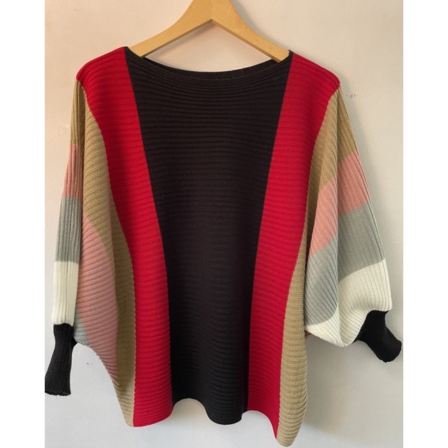 batwing wanita pelangi/baju wanita blose/rajut premium